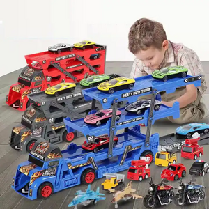 Ejection Container Truck Animal Dinosaur Car Truck Toys Set Small MOQ Top Sell dinosaur car truck toys set for kids