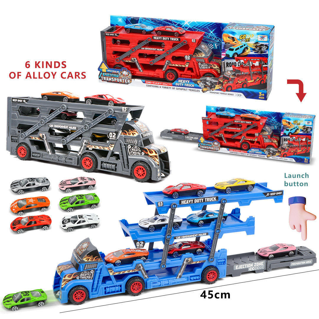 Ejection Container Truck Animal Dinosaur Car Truck Toys Set Small MOQ Top Sell dinosaur car truck toys set for kids