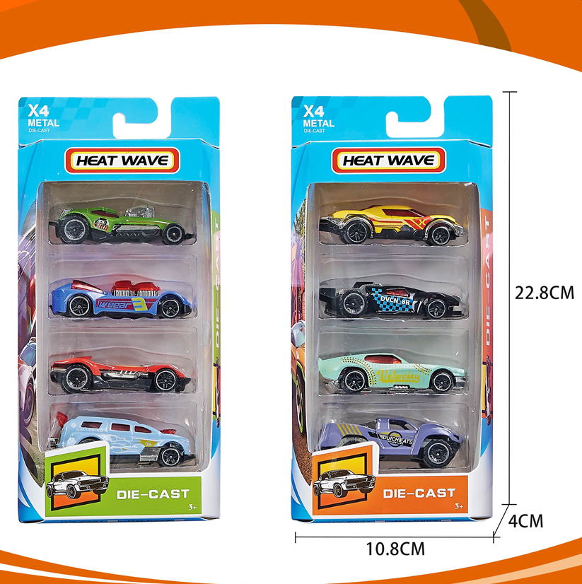 2024 Latest 4pcs in A Box Promotion Diecast 1/64 Hot Slide Free Wheels Mini Alloy Car Model Toy