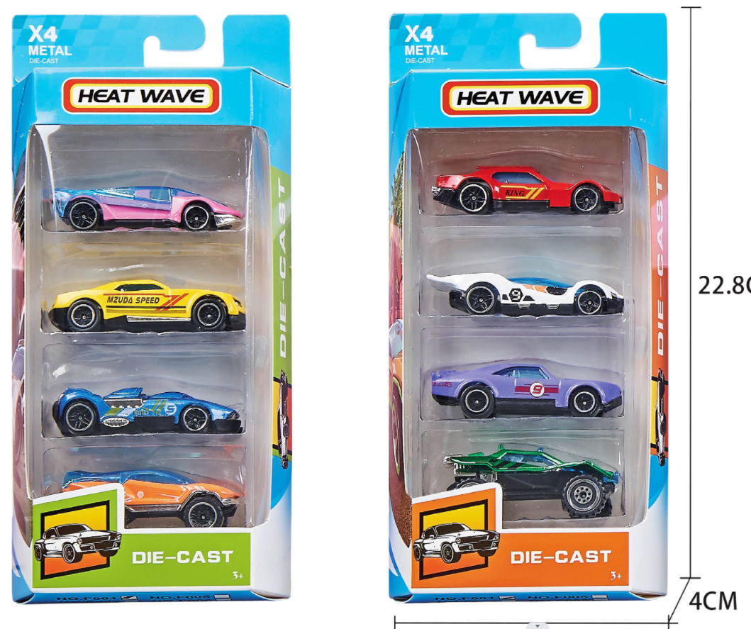 2024 Latest 4pcs in A Box Promotion Diecast 1/64 Hot Slide Free Wheels Mini Alloy Car Model Toy