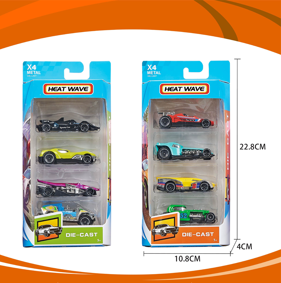 2024 Latest 4pcs in A Box Promotion Diecast 1/64 Hot Slide Free Wheels Mini Alloy Car Model Toy