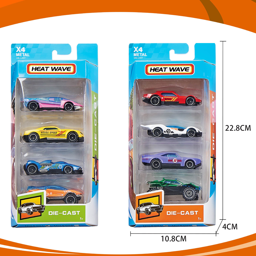 2024 Latest 4pcs in A Box Promotion Diecast 1/64 Hot Slide Free Wheels Mini Alloy Car Model Toy