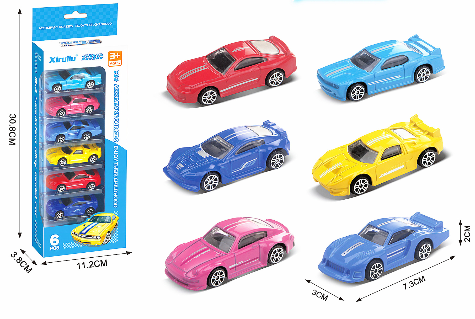 12PCS Factory direct sale die cast 1:64 hot free wheel children's alloy toy car