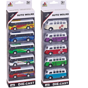 Car Toys Mini Bus Pull Back Model Car Vehicles Toy Hot Sell Metal on Sales Products Small Kids Color Box Unisex 1:64 Diecast Toy