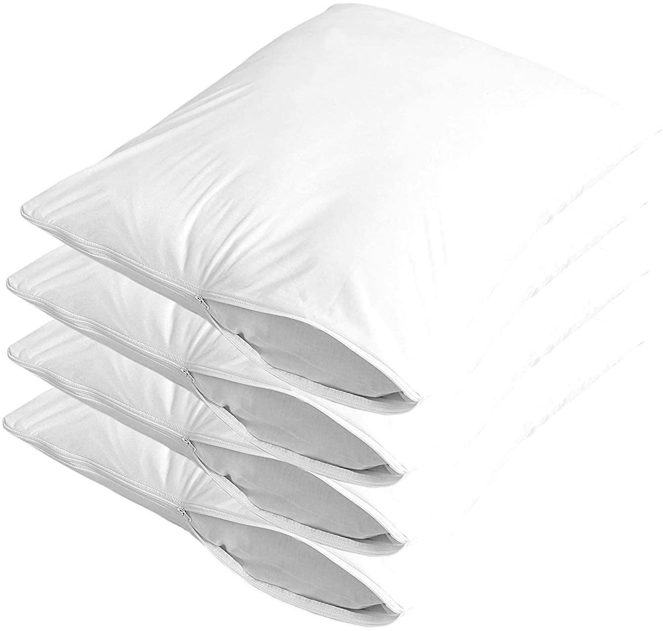 Premium Zipper Waterproof Pillow Cover White Soft Hotel Bed Case Protector Terry Covers pillow case inner