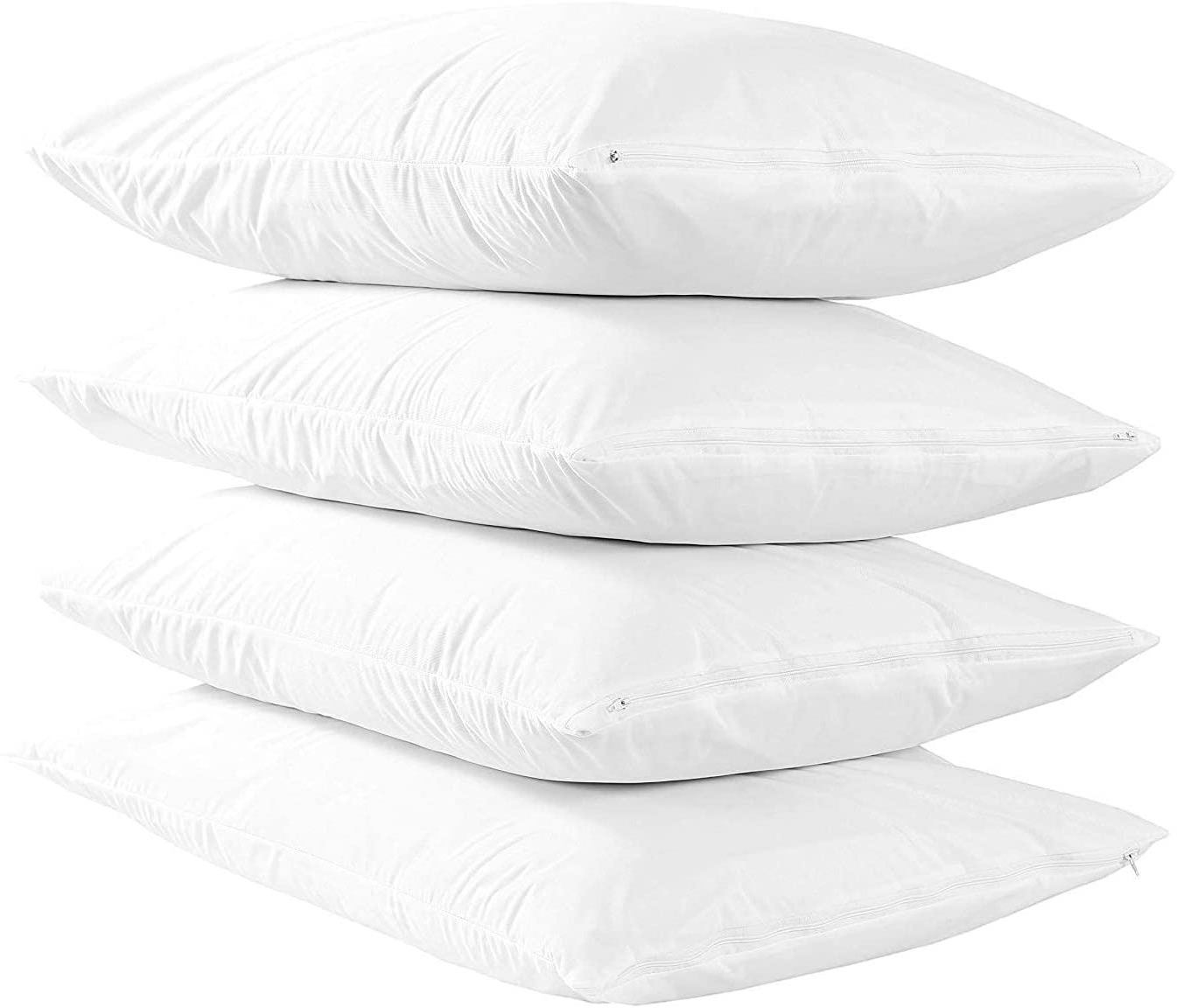 Premium Zipper Waterproof Pillow Cover White Soft Hotel Bed Case Protector Terry Covers pillow case inner