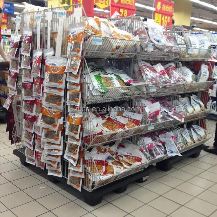 RD-supermarket wire mesh basket display racks/big load grocery shelf