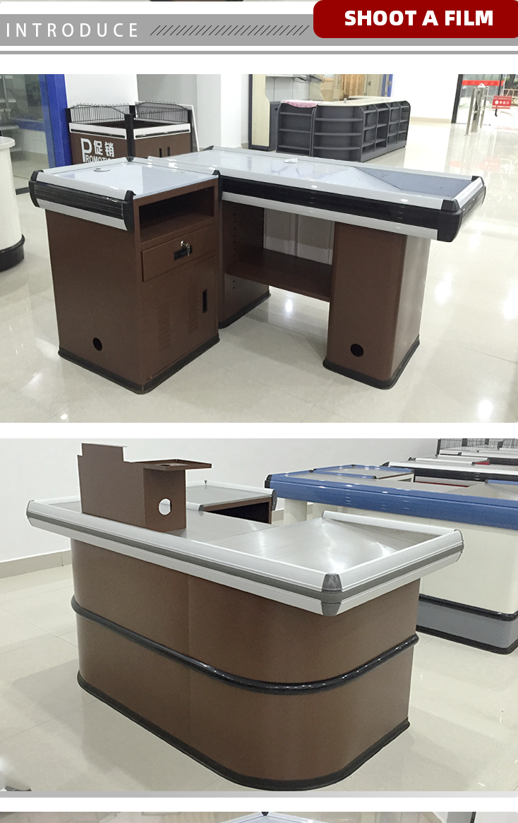 Supermarket Beautiful check out cash counter table shop counter design modern design cash counter