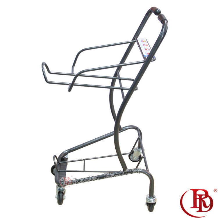 Supermarket shopping cart convenience store shopping mall trolley double-layer household shopping cart with wheels