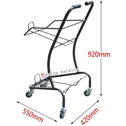 Supermarket shopping cart convenience store shopping mall trolley double-layer household shopping cart with wheels