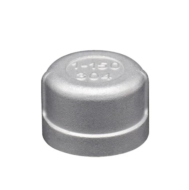 304 Stainless Steel Female Pipe Caps Threaded Pipe Fitting Round Caps For Fire Plumbing