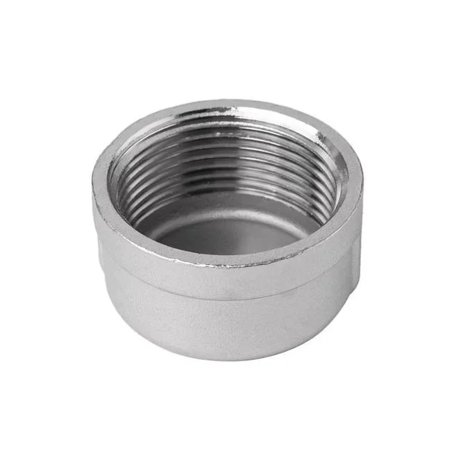 304 Stainless Steel Female Pipe Caps Threaded Pipe Fitting Round Caps For Fire Plumbing