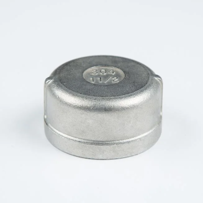 304 Stainless Steel Female Pipe Caps Threaded Pipe Fitting Round Caps For Fire Plumbing