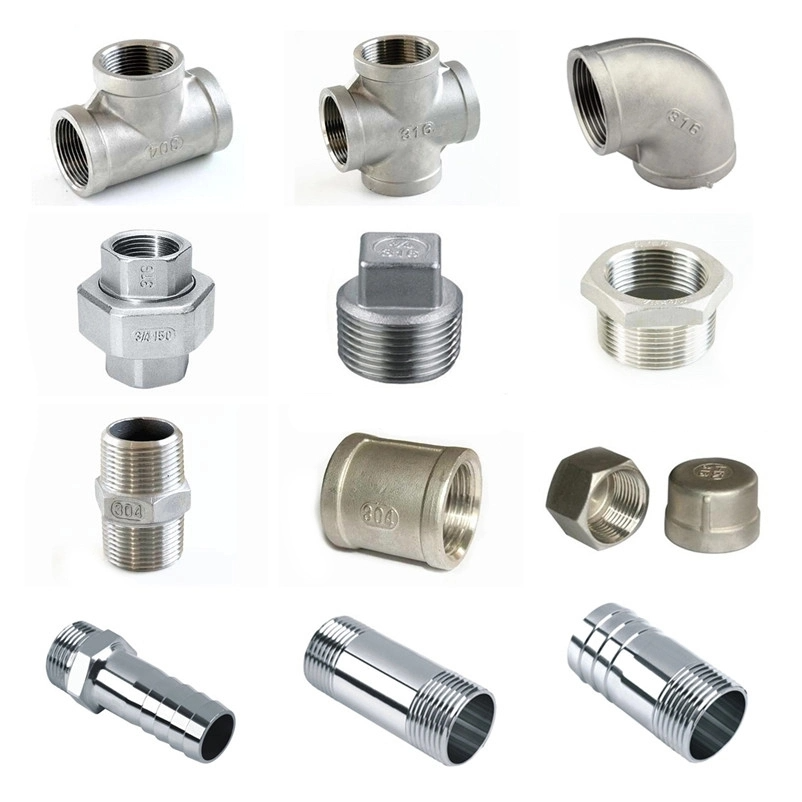 Stainless steel  304 316l multi-type male female reducing elbow tee cross union cap coupling hose fittings thread pipe fittings