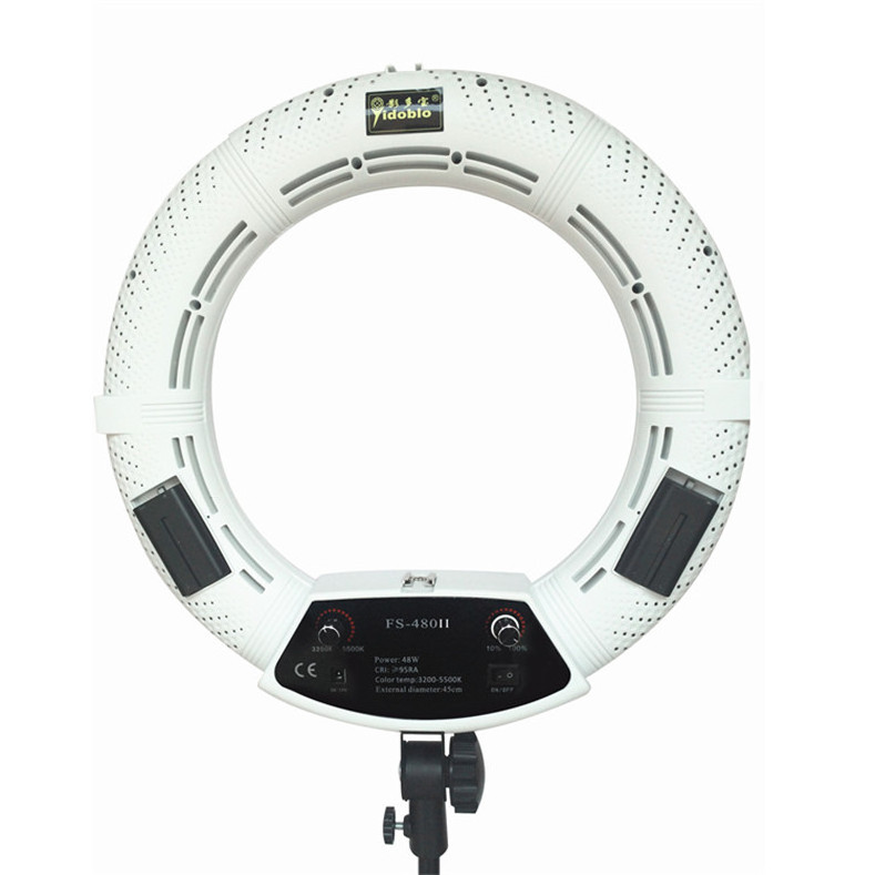 FS-480 FS-480II led photography studio ring light lamp 48w circle lights 3200-5500k video lamp for salon makeup white black