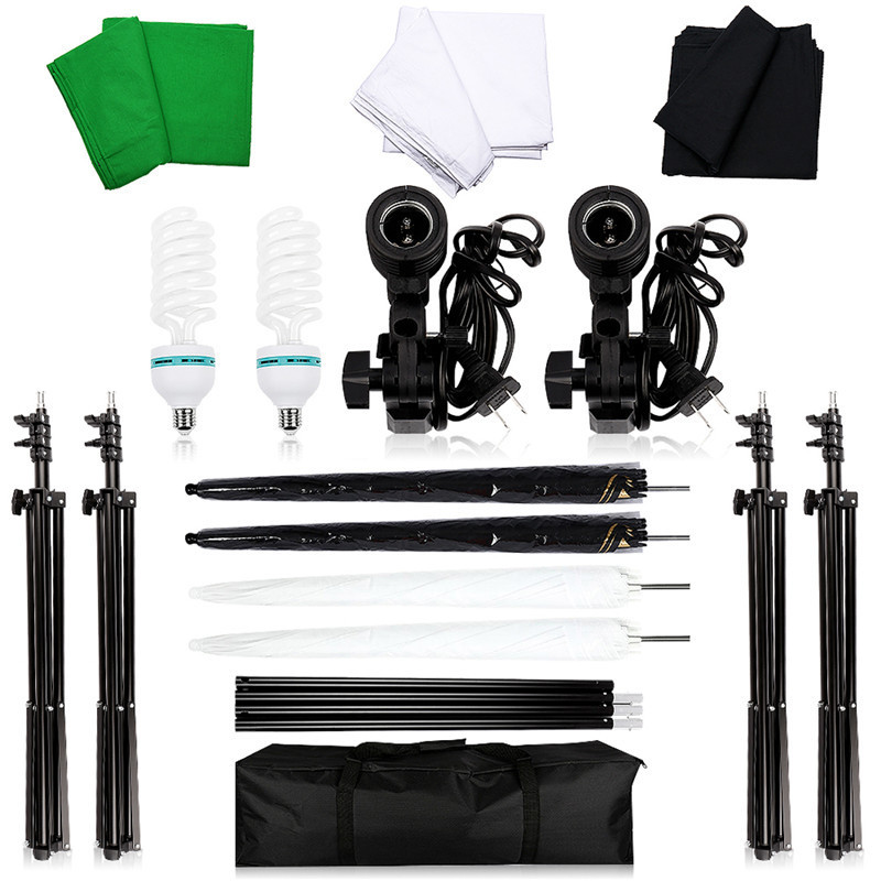 Rundour high quality Photography Studio Kits Light Stand+Translucent White Umbrella+Flash Bracket Photo Studio Set