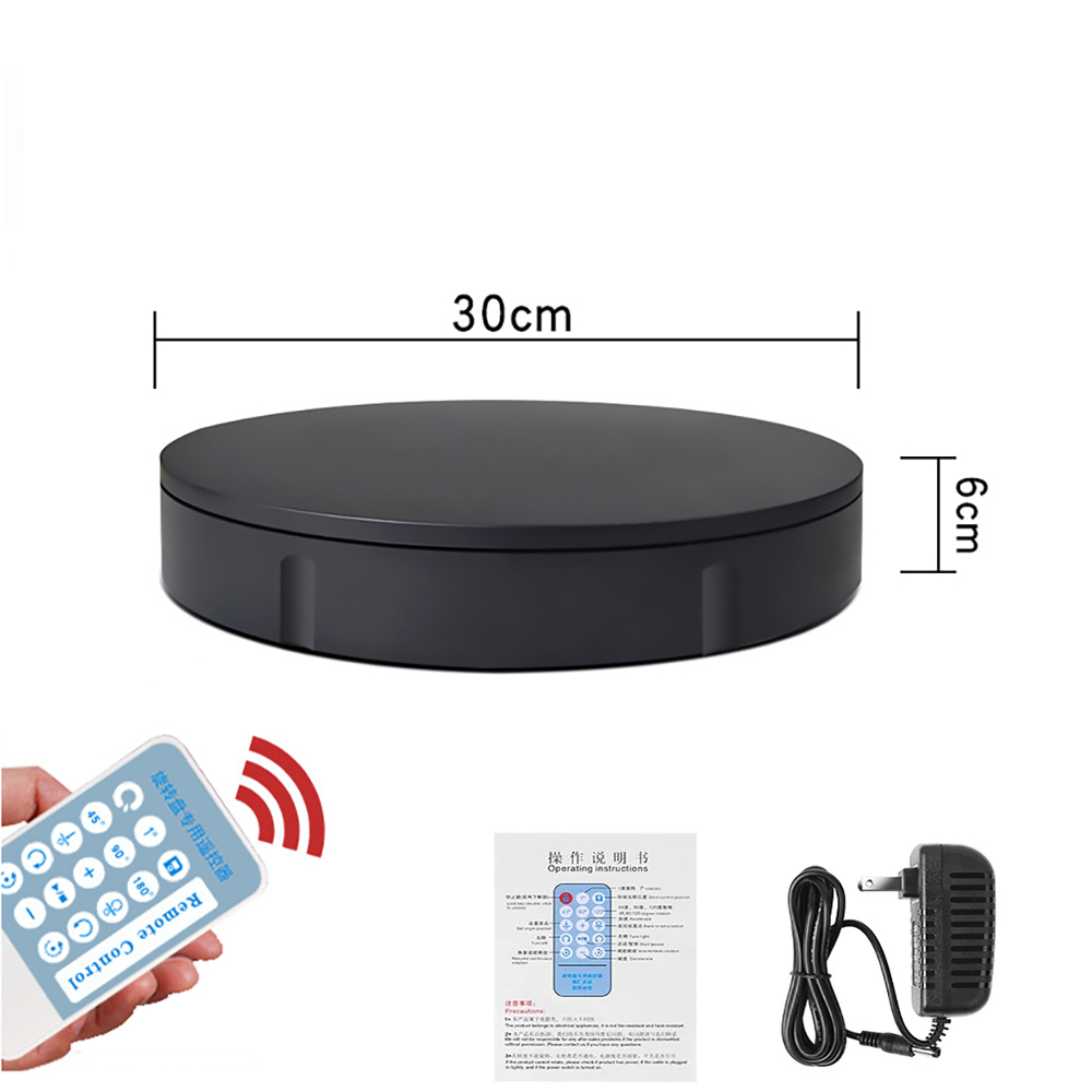 Turntable Display Stand Remote Control,360 Electric Rotating Machine with Adjustable Speed 30 CM For Display Jewelry Cakes Etc.