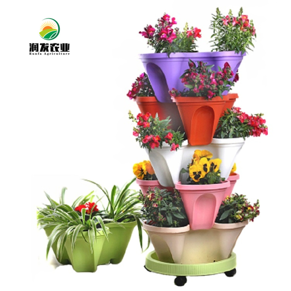 5-Tier Strawberry Planter Pot 3-Tier Stand Tower Plastic Large Stackable Vertical Planter Indoor Outdoor Garden Flower Pots