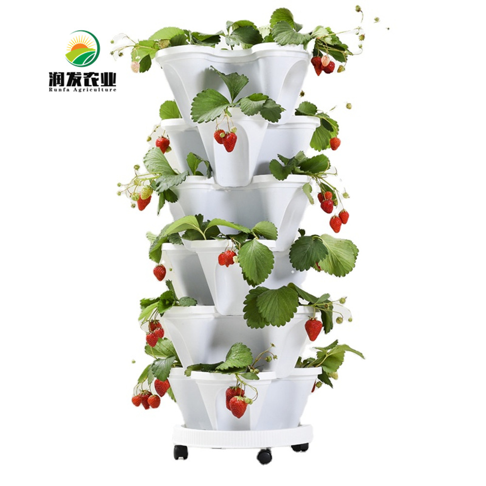 5-Tier Strawberry Planter Pot 3-Tier Stand Tower Plastic Large Stackable Vertical Planter Indoor Outdoor Garden Flower Pots