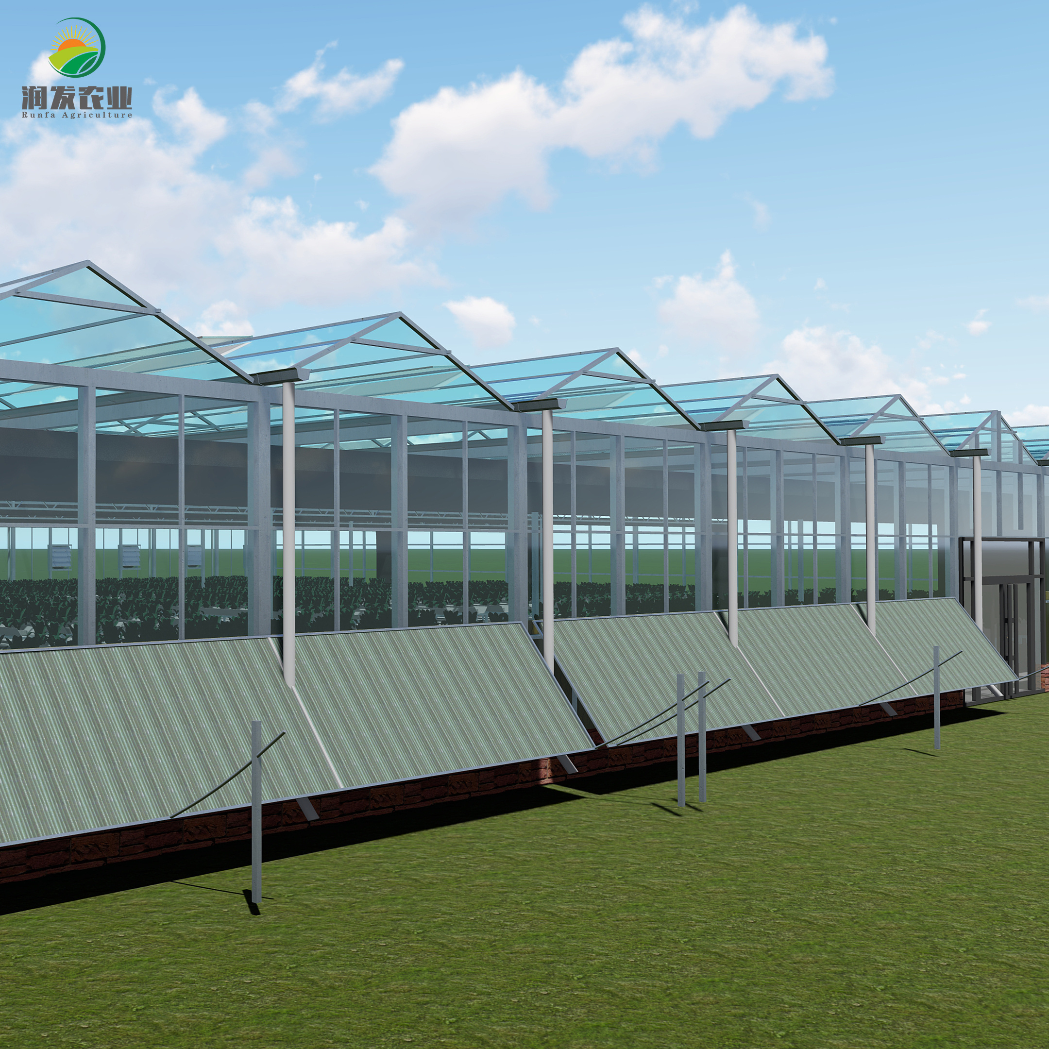 Portable Polycarbonate Greenhouses Multi-span Greenhouse Solar Dryer With Hydroponic Co2 Generator