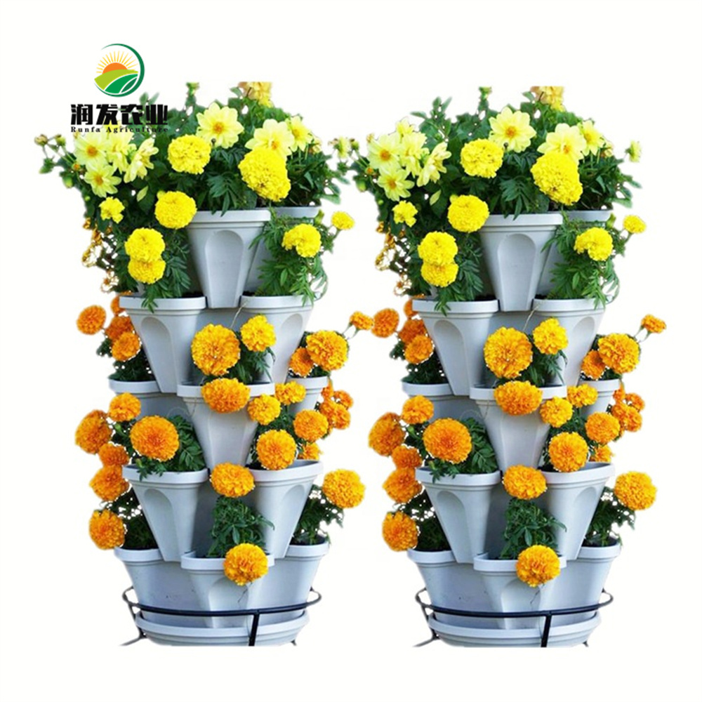 5-Tier Strawberry Planter Pot 3-Tier Stand Tower Plastic Large Stackable Vertical Planter Indoor Outdoor Garden Flower Pots