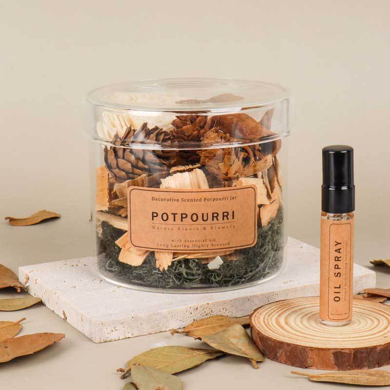 Glass Jar Scented Potpourri With 10ml Oil Spray Set