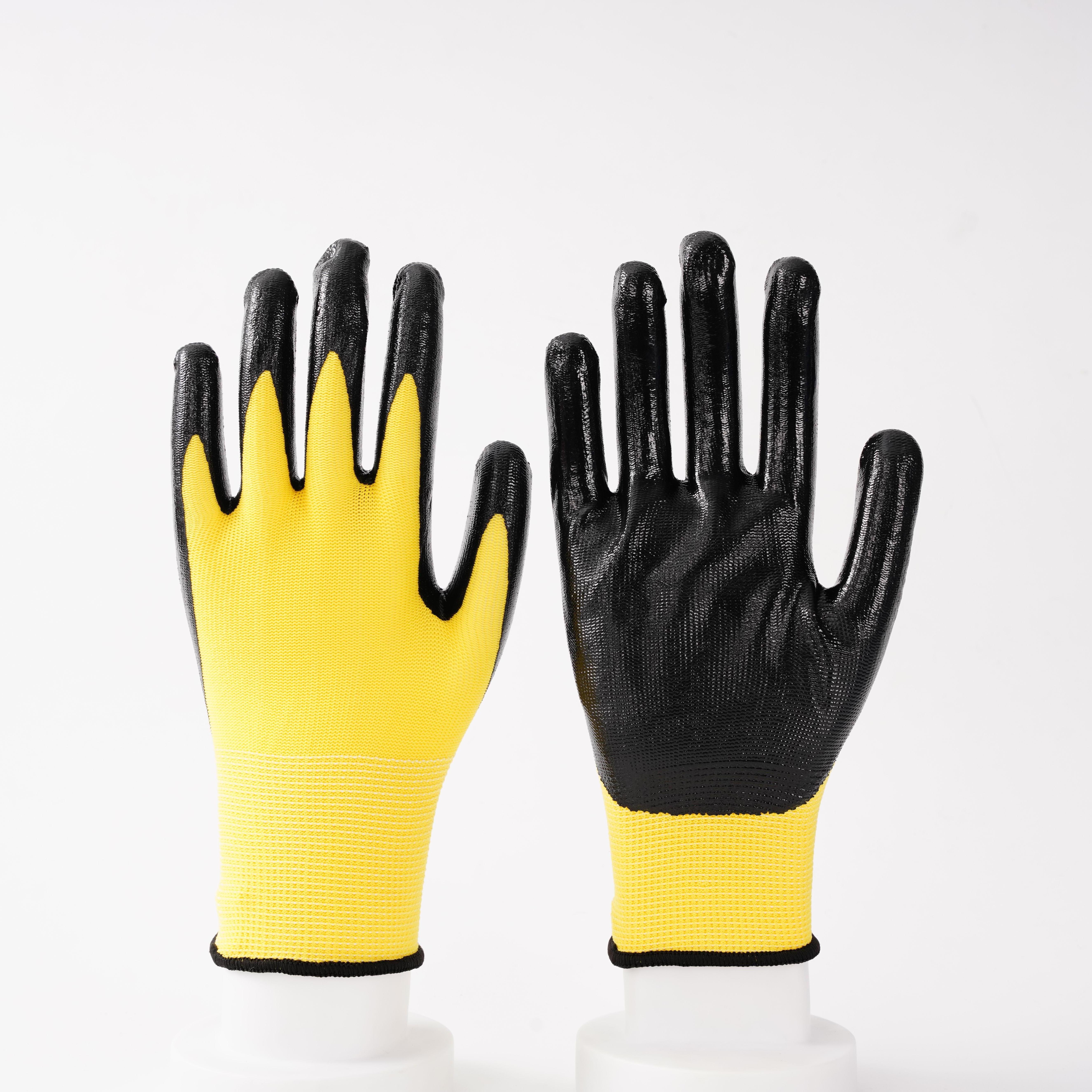 New Style Palm Dipped Nylon Spandex Gloves Nitrile Coated Glove