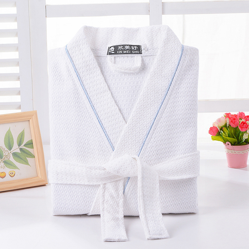 Bulk Organic Waffle Robes 100% Cotton Hilton Hotel Towel Bathrobe For Spa