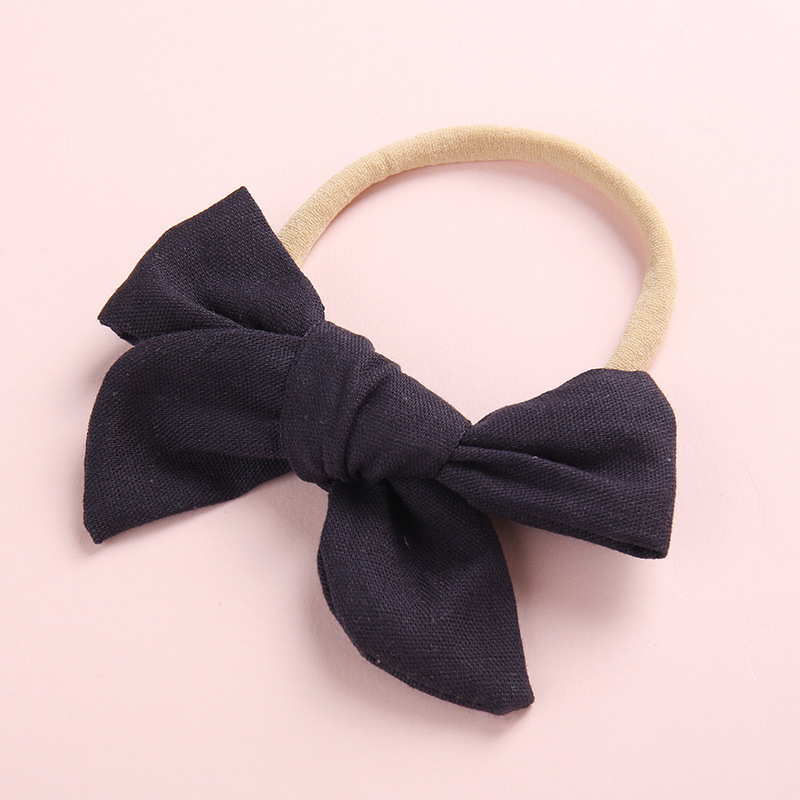 Children's bamboo knot cotton windmill bow hairband baby super soft headband in solid color