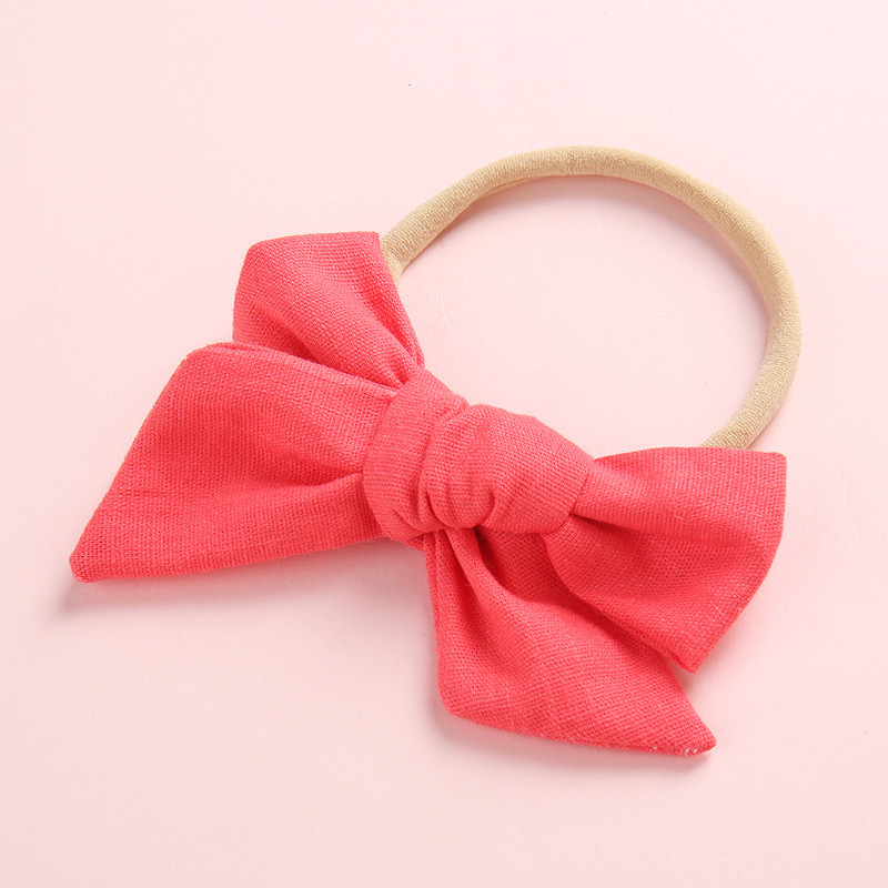 Children's bamboo knot cotton windmill bow hairband baby super soft headband in solid color