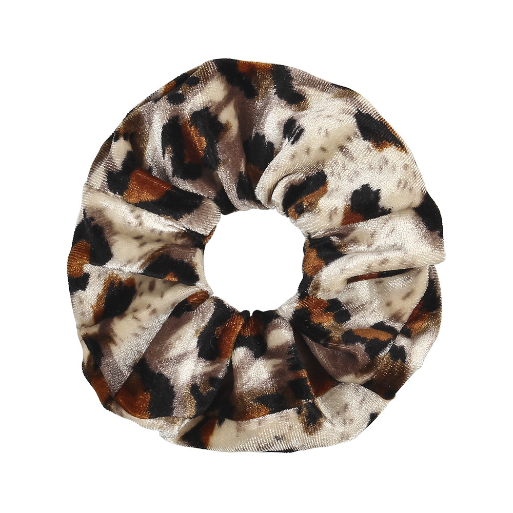 Wholesale Women Hair Accessories Fabric Leopard Animal Print Velvet Elastic Hair Band Hair Ties Scrunchies