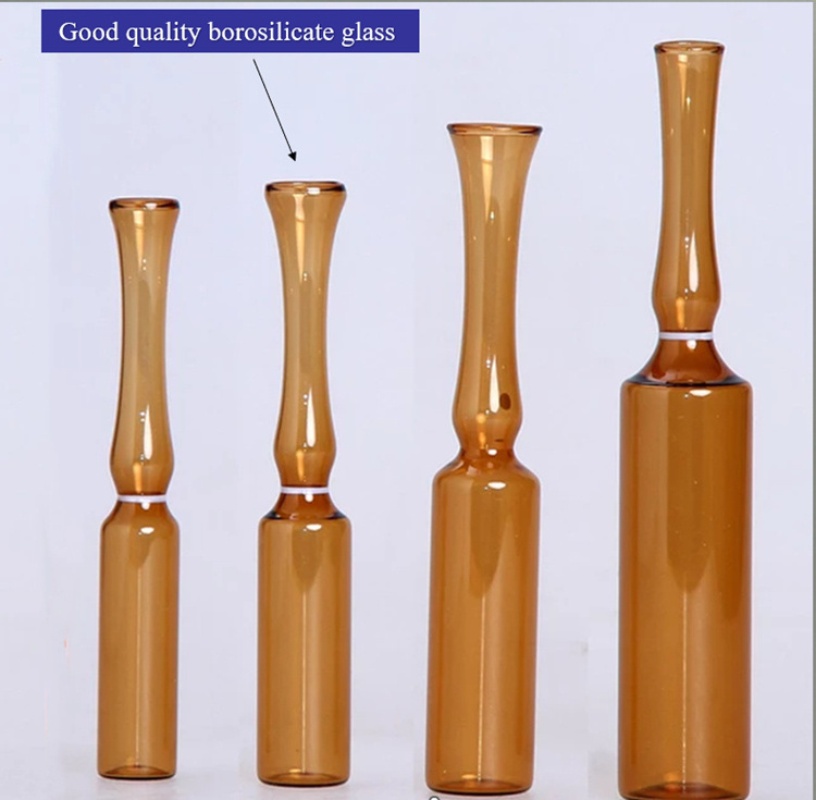 Pharmaceutical ampoule glass bottle low borosilicate glass ampoule medicinal amber glass vial 2ml ampoule for injection vials