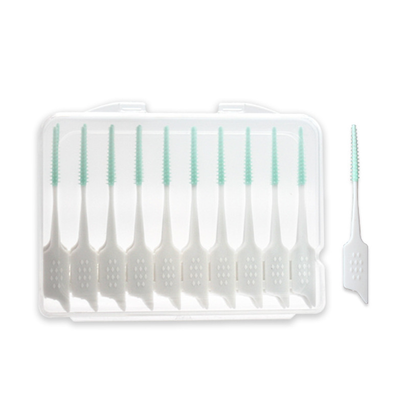 Disposable New Interdental Brushes Dental Floss Picks Ended Rubber Toothpick