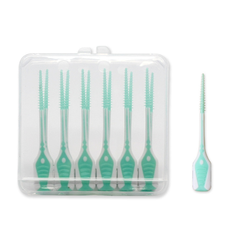 Disposable New Interdental Brushes Dental Floss Picks Ended Rubber Toothpick