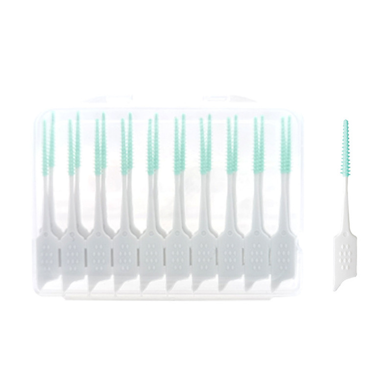 Disposable New Interdental Brushes Dental Floss Picks Ended Rubber Toothpick