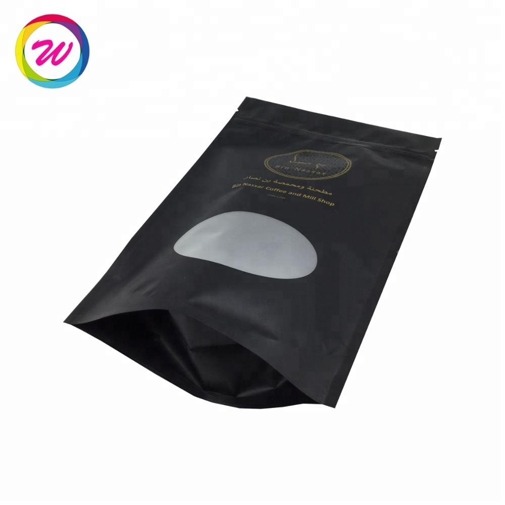 Stand up Pouch with Window Black Plastic Candy Packaging Food Package Candy Bag Gravure Printing Transparent Cake Packaging Bags