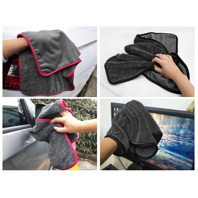 Custom Microfiber Twisted Loop Car Drying Towel Detail 600GSM Car Wash Towel Micro Fiber Towel Car Cleaning