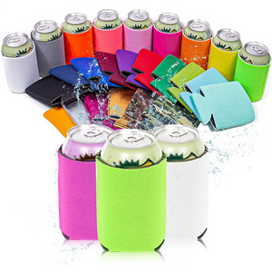 Blank Beer Can Coolers Plain Bulk Collapsible Foam Soda Cover Coolies Neoprene RH Insulated Cooler Waterproof Shotgun Sleeve