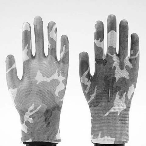 Printed pu coated palm labor insurance gloves non-slip wear gardening labor insurance gloves dipped rubber protective gloves