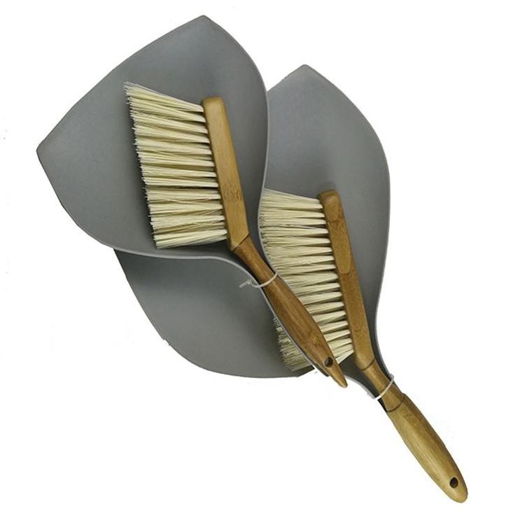 Wholesale Custom Home Wood Bamboo Sofa Carpet Cleaning Brush With Dustpan Set