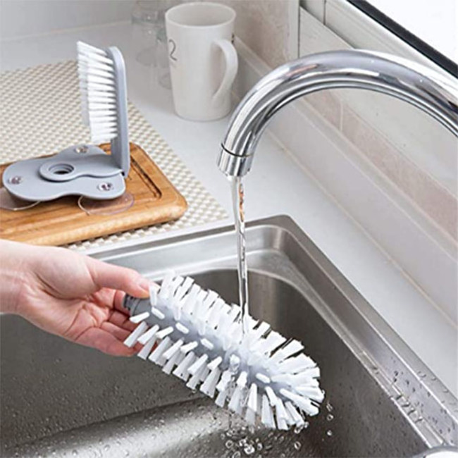 Kitchen Sink Bottles Cleaner Brushes Glass Water Cleaning Wine Cup Brush With Suction