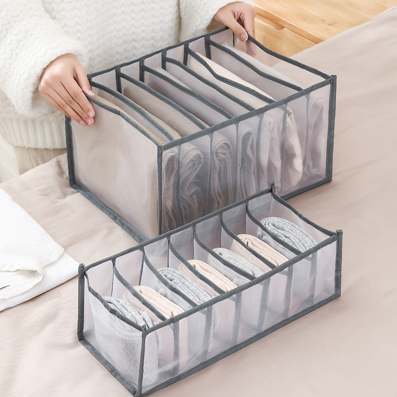 Factory wholesale folding drawer organizer clothes mesh jeans compartment organizer clothes closet organizer