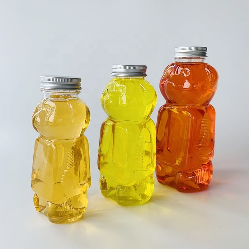 Food grade bear shape plastic juice container bottle 250ml 350ml 500ml honey cartoon plastic beverage bottle