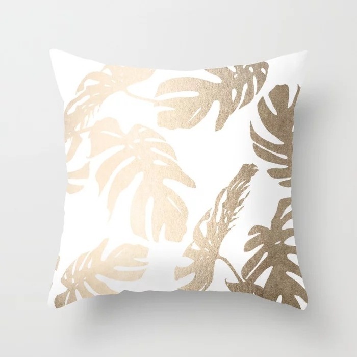 Wholesale Cushion Cover Throw Pillow Case Cushion Cover Gold Leaves 18 x 18 inch 45 x 45 cm for Couch Bedroom Car