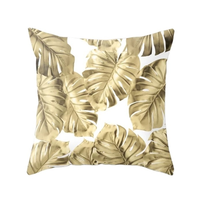 Wholesale Cushion Cover Throw Pillow Case Cushion Cover Gold Leaves 18 x 18 inch 45 x 45 cm for Couch Bedroom Car