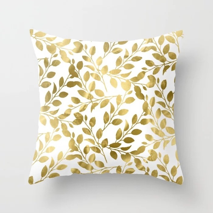 Wholesale Cushion Cover Throw Pillow Case Cushion Cover Gold Leaves 18 x 18 inch 45 x 45 cm for Couch Bedroom Car