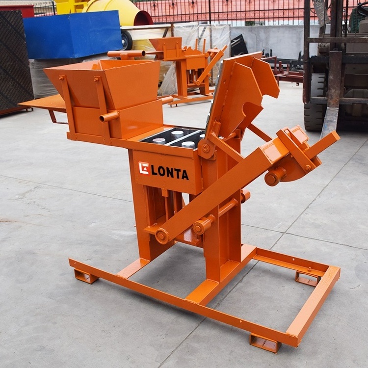 LONTA QMR2-40 small Manual lego hollow solid paver mud earth red soil clay brick block making machine de brique de terre