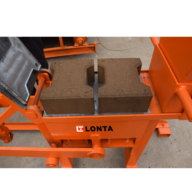 LONTA QMR2-40 small Manual lego hollow solid paver mud earth red soil clay brick block making machine de brique de terre