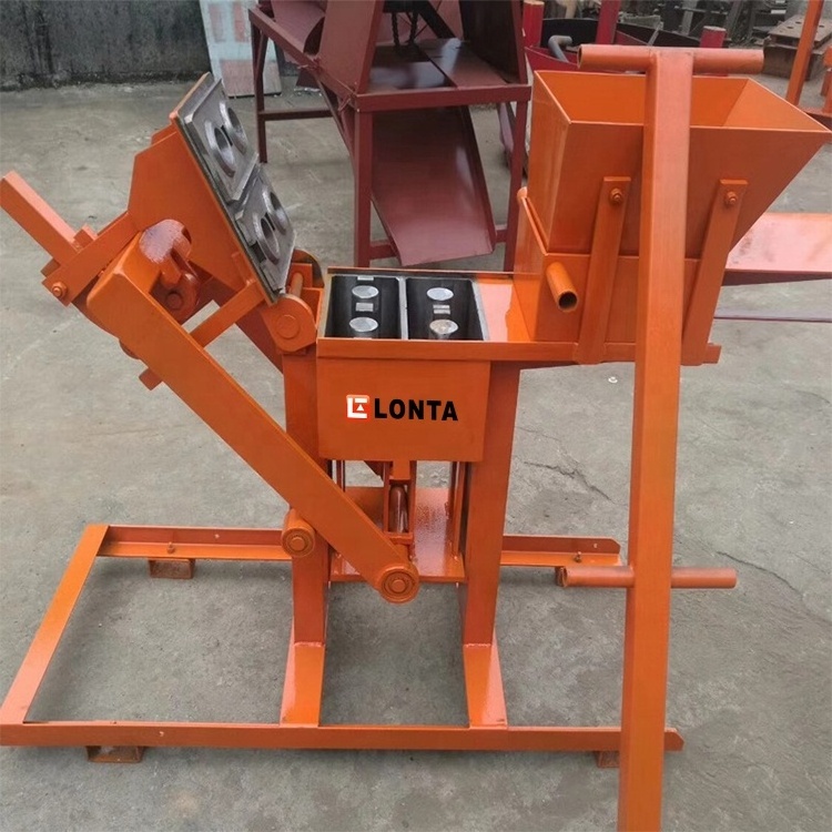 LONTA QMR2-40 small Manual lego hollow solid paver mud earth red soil clay brick block making machine de brique de terre