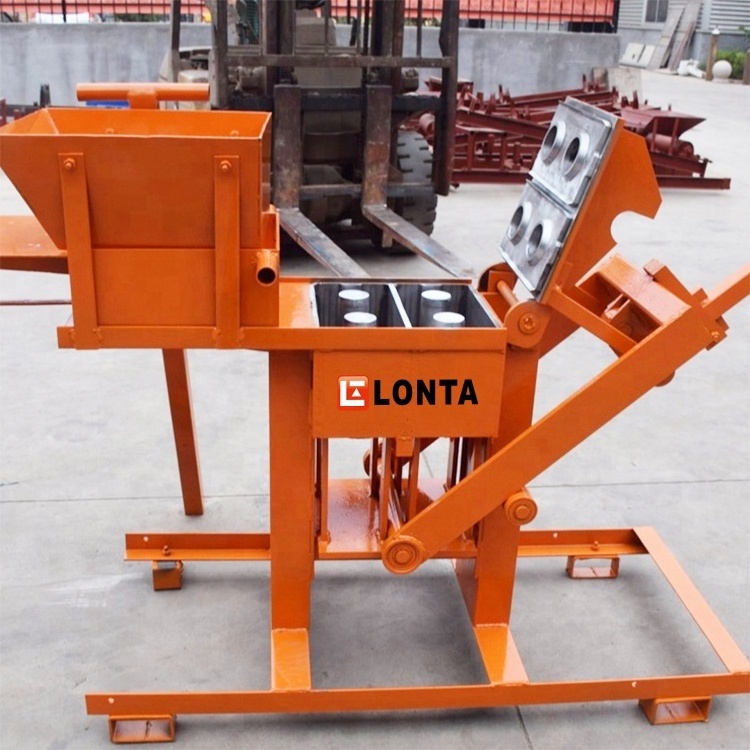 LONTA QMR2-40 low price manual lego hollow paver maker red soli earth adobe mud clay brick block making machine